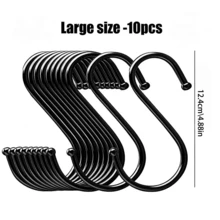 5/10pcs Heavy Duty Stainless Steel S-Shaped Hooks, Rust-Proof Kitchen Hooks, Curved Design, Space-Saving Storage Organizer Hooks, Suitable For Pots, Pans, Bags, Cups, Utensils, Easy To Install - Multicolor - View 10