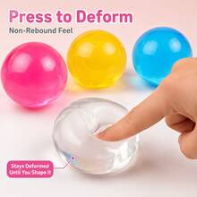 4pcs Random Color Transparent Crystal Ball Non-Rebound Squeeze Toy, Soft Stretchable Deformable Stress Relief Toy, Desktop Relaxation Toy - Multicolor - View 5