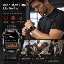 SENBONO Smart Watch (Call/Answer Calls), 1.95 Inch HD Active Touch Screen, Fitness Tracker With Heart Rate/Sleep/Blood Oxygen Monitoring, Multiple Sports Modes, Unisex Smart Watch - Black - View 5