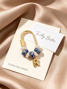 Personalized Initial Natural Stone Bag Charm Keychain, Fashion Jewelry Gift, Suitable For Women's Birthday, Bridesmaid, Daily Wear, Compatible With Tote Bags And Shoulder Bags - Multicolor - View 8