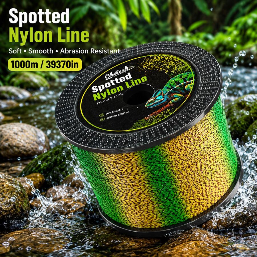 Chelesh 1000m/1093yds Nylon Fishing Line, 3D Color-Changing Invisible Spotted Line, Strong And Durable, Invisible In Water, Suitable For Lure Fishing, Fly Fishing, Saltwater And Freshwater, Fishing Accessories - Multicolor - View 1