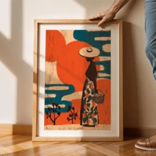 1pc Mexican Folk Art Abstract Print Colorful Figure Wall Painting Vintage Latin Decor Orange Wall Art, Multiple Sizes Available, Canvas Print, Framed Or Unframed, Ideal Housewarming Gift, University Dorm Apartment Decor, Hotel, Home, Living Room, Bedroom, Bathroom And Office Wall Decor Gift - A - View 6