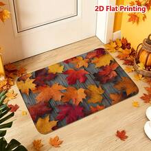 1/2pcs Autumn Door Mat, Autumn Maple Leaf Pattern Flannel Rug, Comfortable Soft Absorbent Non-Slip Machine Washable, Multi-Functional Home Entrance Hallway Kitchen Bathroom Bedroom Patio Decor, Thanksgiving Autumn Holiday Atmosphere Decoration - Multicolor - View 7