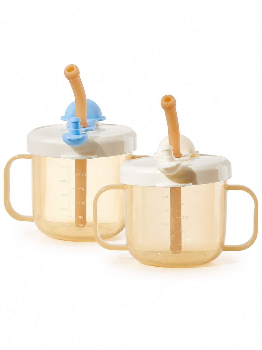 Straw Milk Cup With Scale, Large Baby Weaning Cup, Baby Bottle, Drinking Cup For 1-3 Years Old And Above, Sippy Cup - Multicolor - View 1