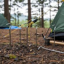 10Pcs High Strength Carbon Steel Hook Shaped Extended Tent Pegs Outdoor Camping Stakes For Garden Grass Various Terrains - Silver - View 6