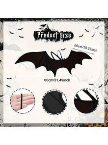 2pcs Halloween Bat Themed Costume Set, Vampire Outfit, Role Play Photo Props, Suitable For Halloween, Costume Party And Themed Party - Multicolor - View 7