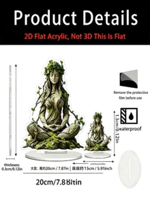 2D 壓克力大地之母雕像，苔蘚樹女神雕像，禪修與自然愛好者裝飾，大地之母女神，樹仙，靈性裝飾，禪修，祭壇裝飾，房間裝飾，桌面裝飾，客廳裝飾 - 綠色女神 - 查看 14