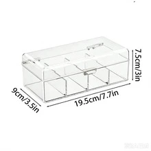 1pc (19.5*9*7.5cm/7.7*3.5*3in) Hinged Lid Divided Tea Bag Storage Box, Transparent Stackable Tea Storage Container, 4-Compartment Plastic Tea Bag Organizer, Suitable For Kitchen And Countertop - Transparent - View 4
