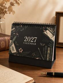 2027年復古黑色桌上日曆，內頁採用多種花卉設計，背面可用作備忘錄，非常適合作為送給朋友的禮物 - 彩色 - 查看 14