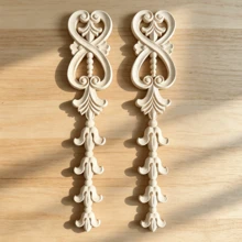 2pcs Solid Wood Carving Decals, Home Decorations, Woodworking Supplies, Suitable For Cabinets, Doors And Windows, Furniture, Background Walls, Porches, Offices And Other Decorations, Holiday Decorations, DIY Decorations. - Multicolor - View 1
