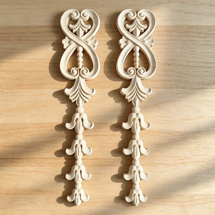 2pcs Solid Wood Carving Decals, Home Decorations, Woodworking Supplies, Suitable For Cabinets, Doors And Windows, Furniture, Background Walls, Porches, Offices And Other Decorations, Holiday Decorations, DIY Decorations. - Multicolor - View 1