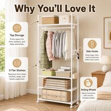 Rolling Garment Rack With Shelves - View 4
