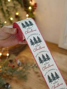 Cute Christmas Wired Edge Ribbon Roll Nutcracker Gingerbread Holly Printed Satin Ribbon For Gift Wrapping DIY Bow Making Wreath Tree Decor Aesthetic Festive Party Craft Supplies - Multicolor - View 6