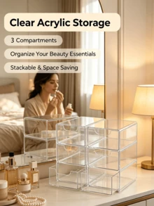 3-Layer Drawer Storage Box, Suitable For Jewelry, Hair Accessories, Earrings And Small Items, Furniture Office Study Desk Storage, Jewelry Storage Box, Drawer Cosmetic Storage, Bedroom Decor Desk Storage, Home Desk Drawer Storage Box - Multicolor - View 3