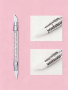 1/2pcs White Diamond Nail Art Silicone Embossing Pen, Multi-Function Dual-Head Silicone Pen, Sticker Pressing Rod, Carving Embossing Pen, Nail Art Auxiliary Tool, 5pcs/Pack Wholesale - White - View 9