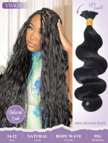 Y WIGS شعر بشري للضفائر بوهو موجة الجسم بدون نسيج شعر بشري خام 95 جرام 14-22 بوصة لون طبيعي شعر مجعد للضفائر 100% شعر ريمي بشري شعر الضفائر ناعم ومرن وذو ملمس ناعم شعر بشري غير معالج مجعد للضفائر - SNatural - مشاهدة 1