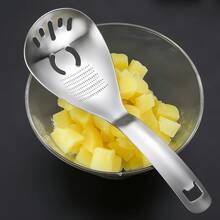 1pc Multifunctional Stainless Steel Straining Spoon, All-In-One Kitchen Gadget With Built-In Grater & Bottle Opener, Drain & Scoop Food - Silver - View 4