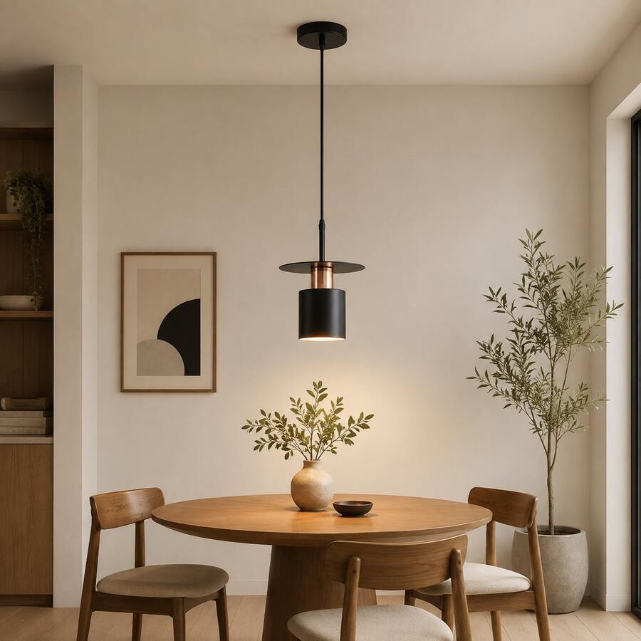 1/2pcs Nordic Style E27 Pendant Light, Adjustable Height Single Head Pendant Light For Dining Room And Bedroom, Modern Minimalist Black & Gold Luxury Bar Pendant Light (Bulb Not Included) - Black - View 1