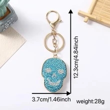 1pc Back To School Casual Daily Zinc Alloy Crystal Skull Bag Charm, Colorful Rhinestone Inlaid Skull Pendant, Suitable For Bags And Keys, Portable Student Decoration - Multicolor - View 7