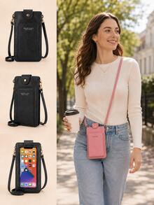 Portable Crossbody Phone Wallet, Secure Snap Closure, Faux Leather Phone Bag, Suitable For Elegant Ladies Graduation Trip Travel Essentials - Multicolor - View 2