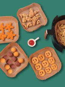 25/50/100/200pcs Air Fryer Paper Liners, Non-Stick Baking Paper, Suitable For Most Air Fryers - Multicolor - View 11