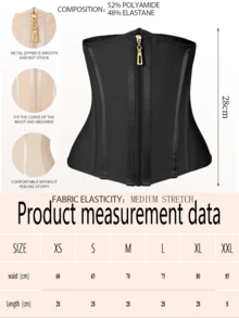1 pieza Entrenador de cintura con cremallera, Shapewear de alta compresión, Cinturilla para mujer - Negro - Ver 6