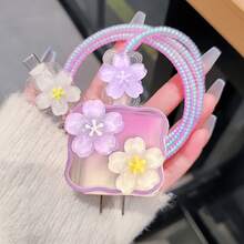 1 Set Wavy 3D Cherry Blossom Charger Protective Case, 3D Floral Data Cable Protector, Compatible With Apple 18W/20W PD Fast Charging, Ideal Gift Choice, Niche Gentle Spring/Summer Gift For Girlfriend - Multicolor - View 13