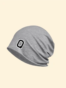 1pc Unisex Soft Elastic Loose Knit Beanie, A-Z 26 Letter Pattern, Lightweight Casual Skull Cap, Elastic Headwear, Suitable For City Walks And Short Trips - Grey - View 13
