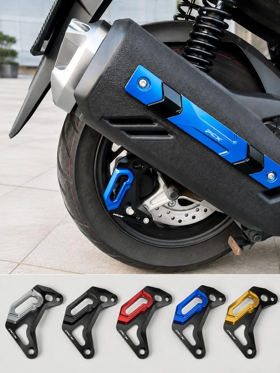Rear Disc Brake Caliper Guard, Motorcycle Brake Caliper Protector, Scooter Rear Wheel Brake Pump Guard, CNC Machined Aluminum Alloy, Bolt-On Rear Brake Guard, Rear Brake Caliper Cover, Modified Scooter Motorcycle Accessories - A - View 1