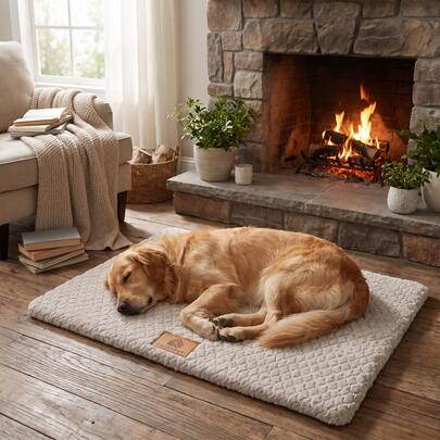 1pc Dog Mat Cat Mat Pet Mat, Dog Crate Mat, Floor Mat, Removable And Washable, Egg-Shaped Sponge Filling, Fish Scale Pattern Fabric, Beautiful, Non-Slip And Moisture-Proof Bottom