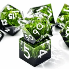 Green Grass Handmade Sharp Edge 7-Piece Resin Dice Set - Polyhedral Dice Set, Suitable For Role-Playing Games And Other Tabletop Games - Multicolor - View 5