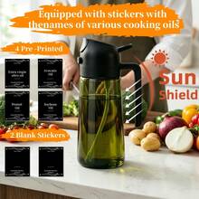 2/1pc 16oz/470ml Kitchen Olive Oil Dispenser Bottle With Stickers, 2-In-1 Olive Oil Spray Bottle, Suitable For Cooking, Air Fryer And Salad - View 6