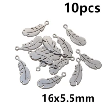 10pcs Stainless Steel Leaf Feather Charms Pendant For Necklace Earring Bracelet DIY Crafts Jewelry Making Accessories Findings - Feather - View 14