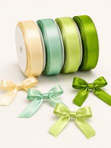 4 Rolls Sage Green Satin Ribbon, 25 Yards Per Roll, Total Length 100 Yards, Width 10mm. Ribbon Features Multiple Green Tones, Made Of Polyester Fiber, Suitable For Eid, Christmas Gift Wrapping, Wedding Decoration, DIY Crafts And More. - Green Series*4 Rolls - View 9