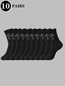1/5/10/20 Pasang [Penting untuk Pecinta Olahraga] Kaos Kaki Olahraga Pria Setengah Betis | Bernapas & Menyerap Keringat | Elastisitas Tinggi | Desain Blok Warna Bergaris | Nyaman dan Penting | Penawaran Terbatas, Cocok untuk Pemakaian Sehari-hari di Musim Gugur - Hitam dan Putih - View 12