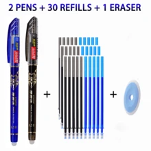 2 Packs 0.38mm Erasable Gel Pens With 30 Replacement Refills And 1 Blue Eraser, Fine Point Refillable Writing Pen Set, Black Blue Red Color Options For Students, School, Office, Notes And Planning - Multiple Styles - View 14