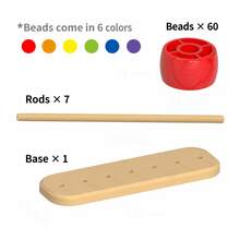 Children's Color Matching Stackable Beads Toy, Fun Rainbow Puzzle Game With Color Sorting Rings, Interactive Educational Learning Toy, Kids Birthday Gift - Multicolor - View 13