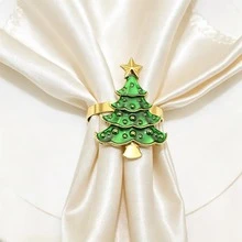 8/12 cái vòng giữ khăn ăn hình cây thông Noel màu xanh, trang trí bàn tiệc, giá giữ khăn ăn hình cây thông Noel, đồ trang trí lưu trữ khăn ăn, phù hợp trang trí nhà cửa, dụng cụ bày bàn tiệc khách sạn - màu xanh lá - Xem 6