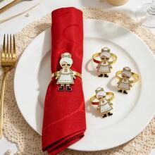 6pcs/Set Unisex Elderly Napkin Rings, Christmas Napkin Holders, Home Tabletop Decor, Dining Table Napkin Decoration, Suitable For Holiday Party Table Decor, Restaurant Tabletop Display, Christmas Gift Category: Napkin Rings - Multicolor - View 1