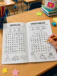 Word Search Coloring Activity Book For Kids, 12 Puzzles, Animals Theme, Educational Workbook For Boys & Girls Ages 3-6, School Supplies & Party Favors - Multicolor - View 3