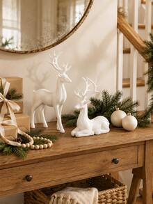 1pc Christmas Reindeer Decorative Figurine, Standing And Lying Deer Desktop Decor, Elegant Holiday Ornament, Suitable For Fireplace Mantel, Fireplace, Shelf, Living Room, Entryway, Office, Winter Christmas Home Decor - 1PC - View 6