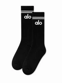 Alo Yoga Crew Throwback Sock (1 Pair) (Unisex) - 黑色(圓領) - 查看 1
