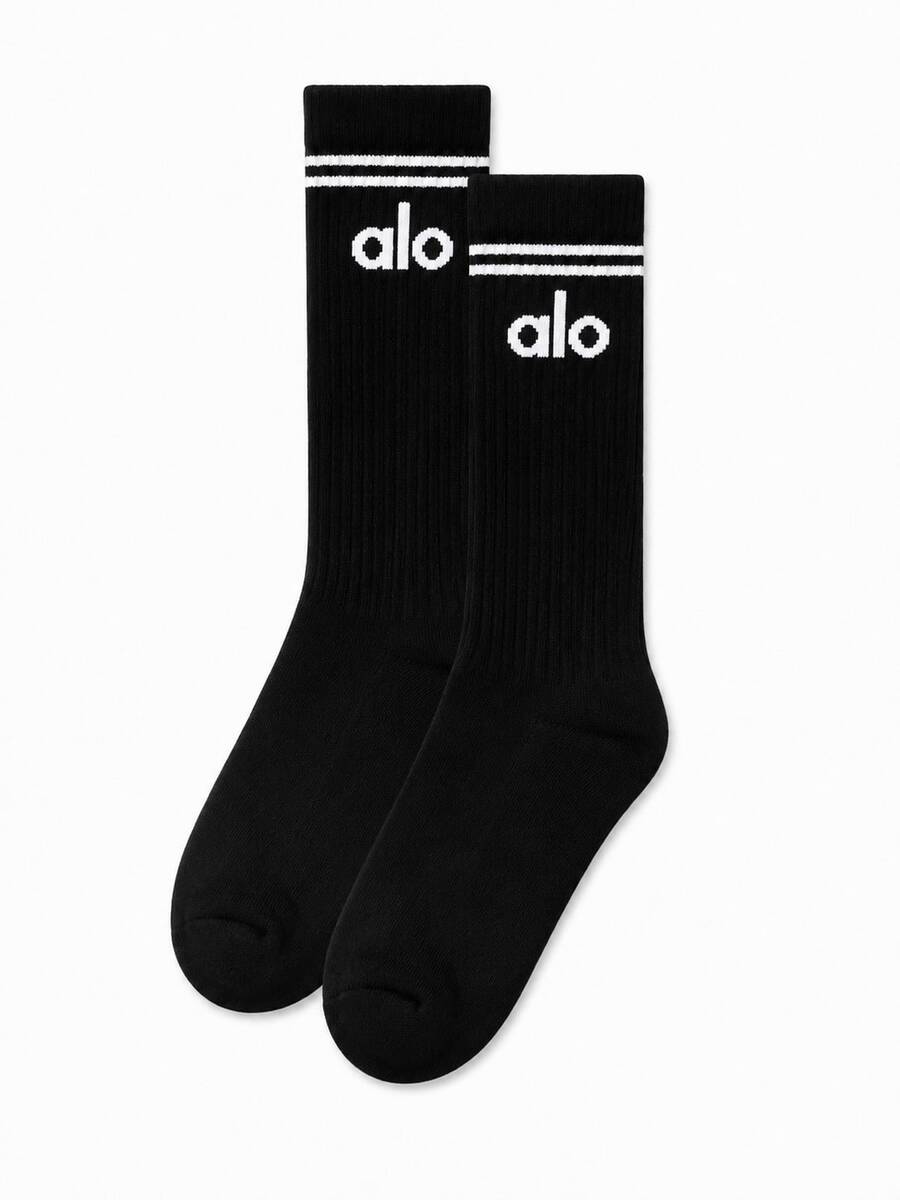 Alo Yoga Crew Throwback Sock (1 Pair) (Unisex) - 黑色(圓領) - 查看 1