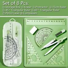 7pcs Student Stationery Geometry Set, With Compass, Protractor, Ruler, Eraser And Other Drawing Tools - Durable ABS Material, Suitable For Daily Office Use - Sets - View 20