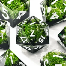 Green Grass Handmade Sharp Edge 7-Piece Resin Dice Set - Polyhedral Dice Set, Suitable For Role-Playing Games And Other Tabletop Games - Multicolor - View 6