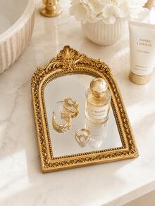 Gold Moon Mirror Jewelry Tray, Starry Sky Vanity Organizer, Suitable For Rings, Earrings, Necklaces, Perfume, Cosmetics, Vanity, Bedroom, Bathroom Countertop, Bohemian Luxury Jewelry Storage Tray, Elegant Home Decor Gift, For Women, Mom, Anniversary - Multicolor - View 3