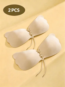 2pcs Anti-Sweat Deep V-Neck Strapless Backless Self-Adhesive Push-Up Bra With Adjustable Drawstring, Suitable For Low-Cut Dresses, Wedding Gowns, Tube Tops - Multicolor - View 11