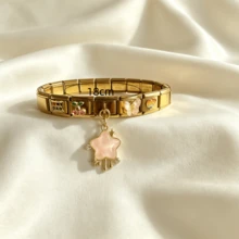 時尚義大利模組化手鍊，附蝴蝶結、愛心、字母、蝴蝶、櫻桃吊飾，適合禮品與日常配戴 - 彩色 - 查看 4