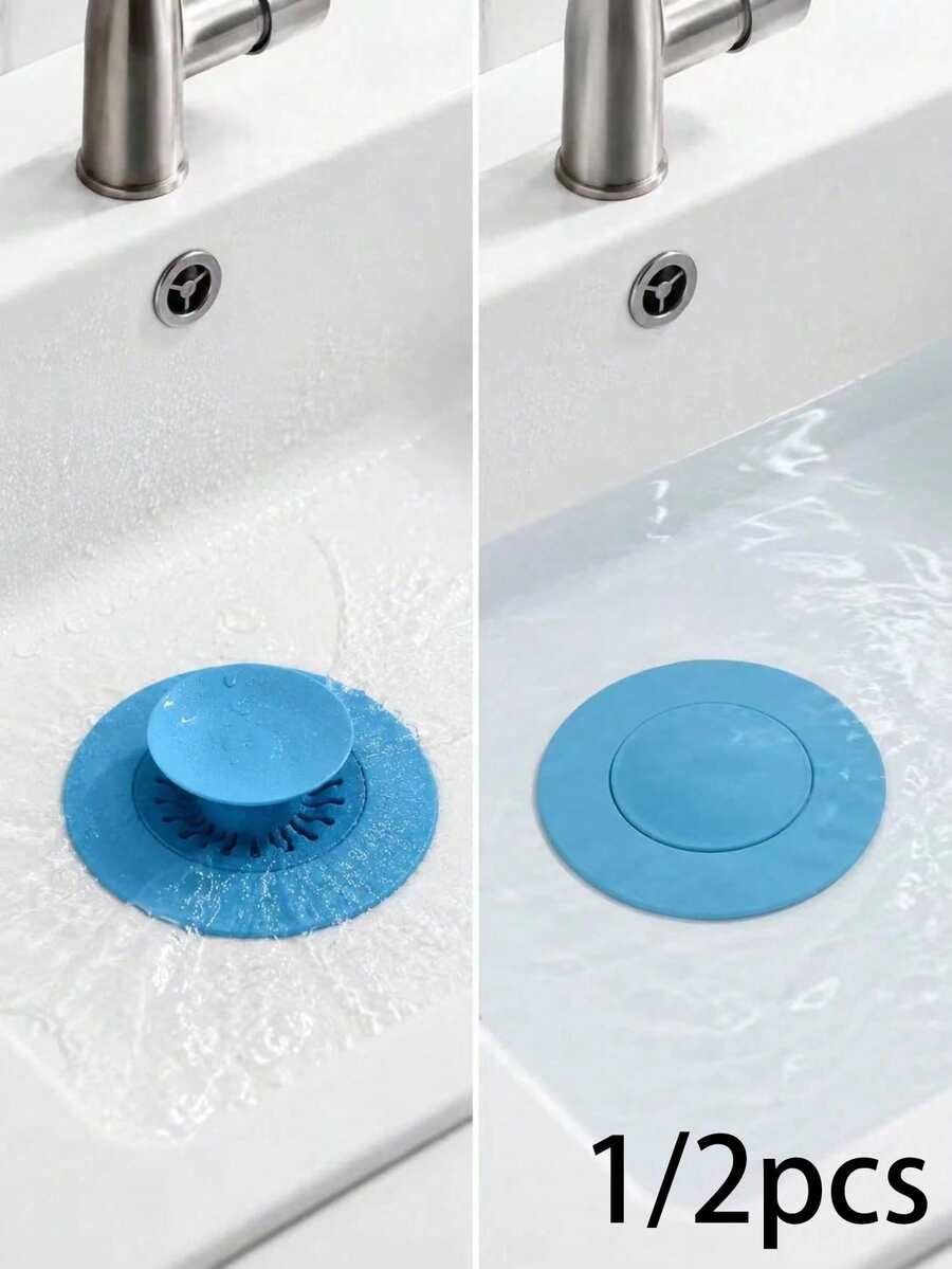 1/2pcs Universal 2-In-1 Kitchen Sink And Sink Drain Stopper, With Premium Silicone Filter, Anti-Clogging Pop-Up Drain Stopper, Suitable For Bathtub, Shower And Sink Hair Catcher - Multicolor - View 1