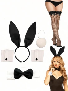 3pcs/2pcs Halloween Bunny Costume Set, Suitable For Halloween, Thanksgiving And Other Holiday Theme Party Ball Accessories And Props - Multicolor - View 6